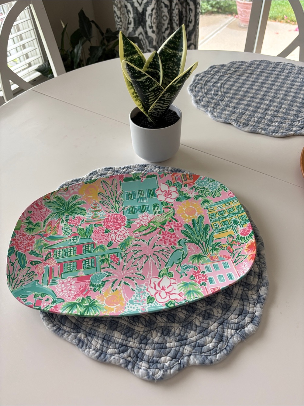 Mariposa Southern Charm Tropical Floral Serving Platter, Melamine, 14”X 10”